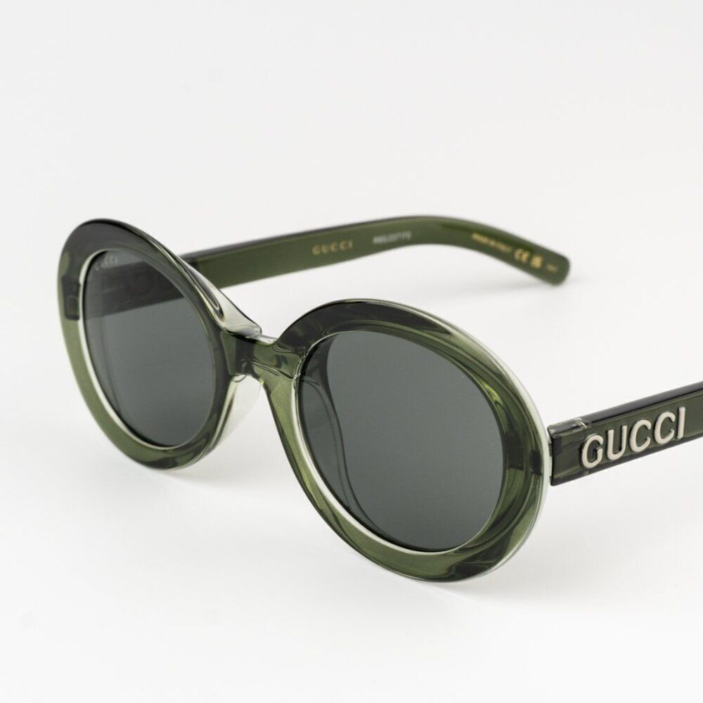 SALE! NEW Gucci GG1722SA 005 Transparent Green Smoke Grey Unisex Oval Sunglasses - Picture 7 of 12